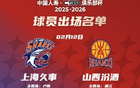 CBA俱乐部杯决赛上海久事战山西汾酒，双方大名单公布